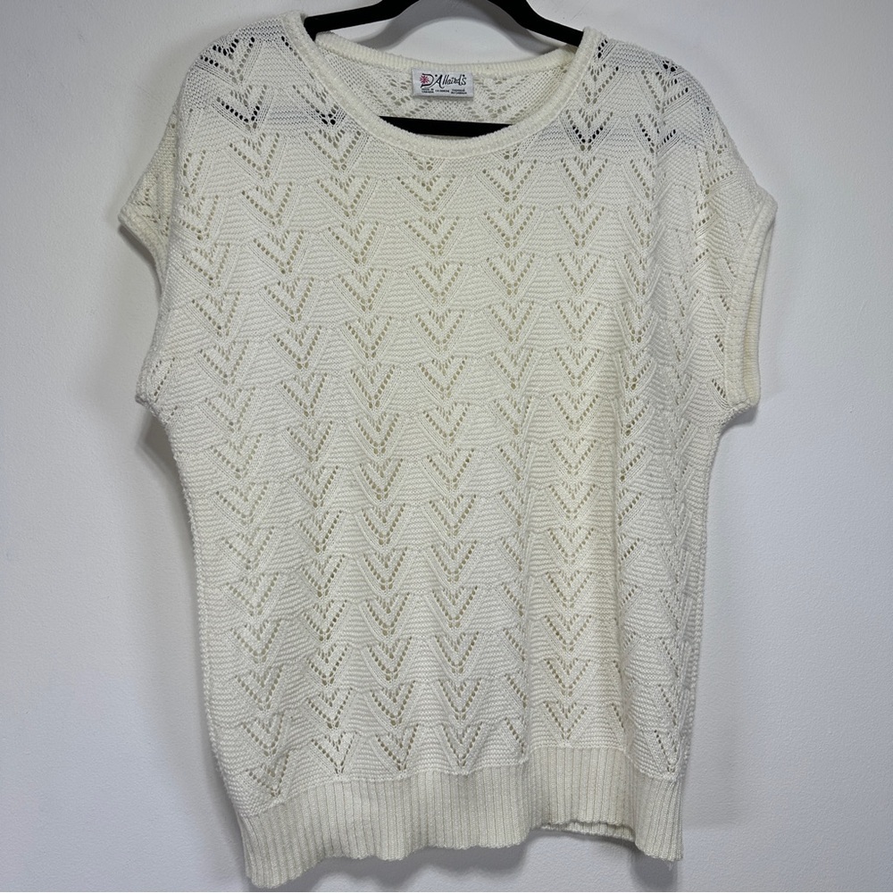 D'Allaird's Vintage Open Knit Sweater Made In Canada Cream L Coastal Grandmother
